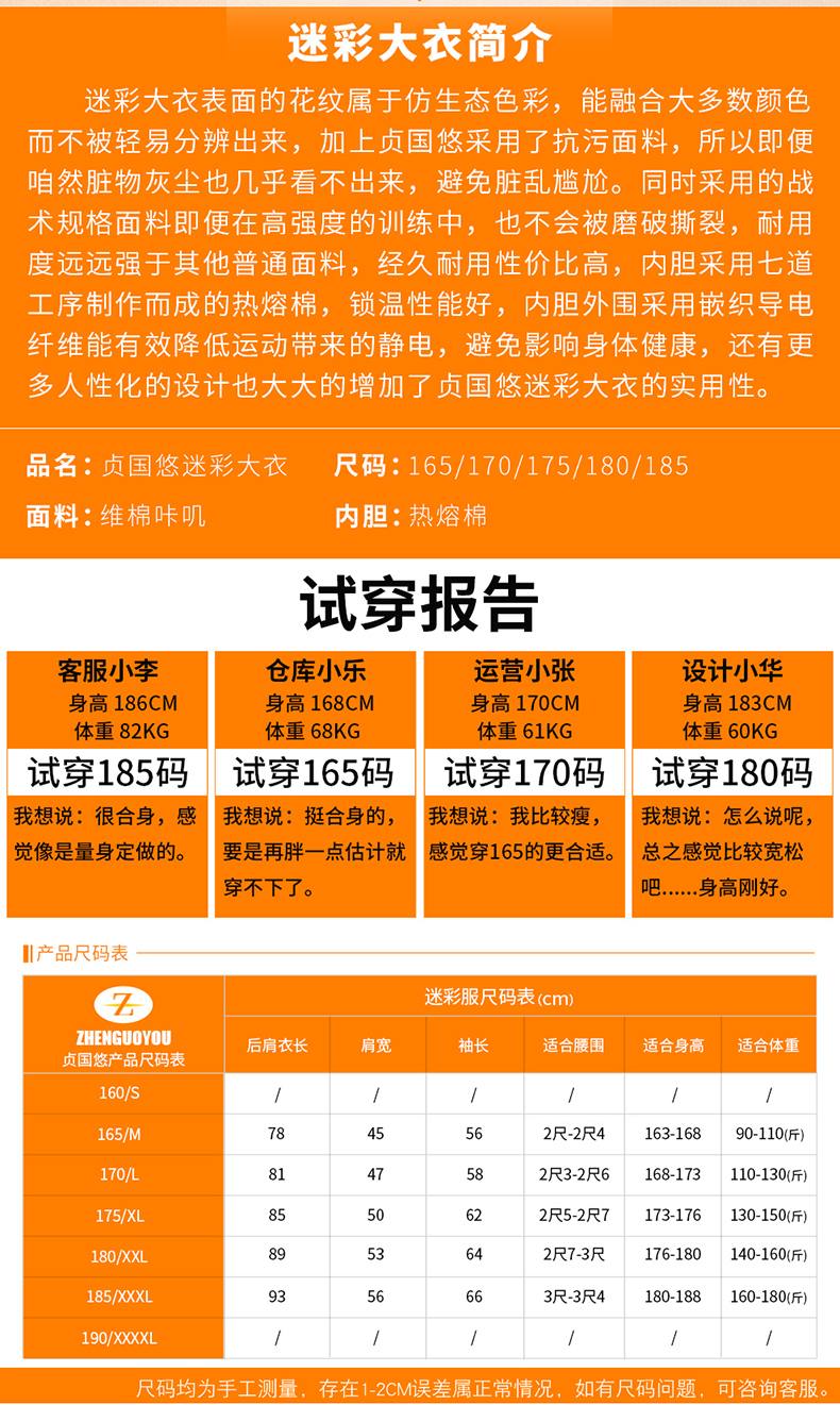 hoscenehoscene军大衣07式荒漠迷彩大衣男冬季丛林作训棉衣加厚保暖