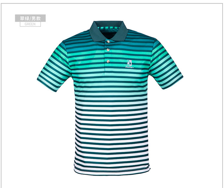圣弗莱sevlae夏季运动短袖男式翻领条纹功能t恤宽松透气上衣