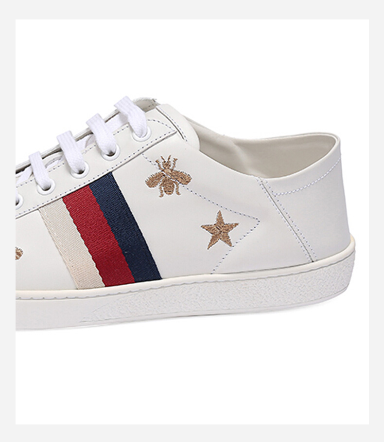 gucci古驰gucci女鞋女士ace系列小蜜蜂星星图案小白鞋运动鞋