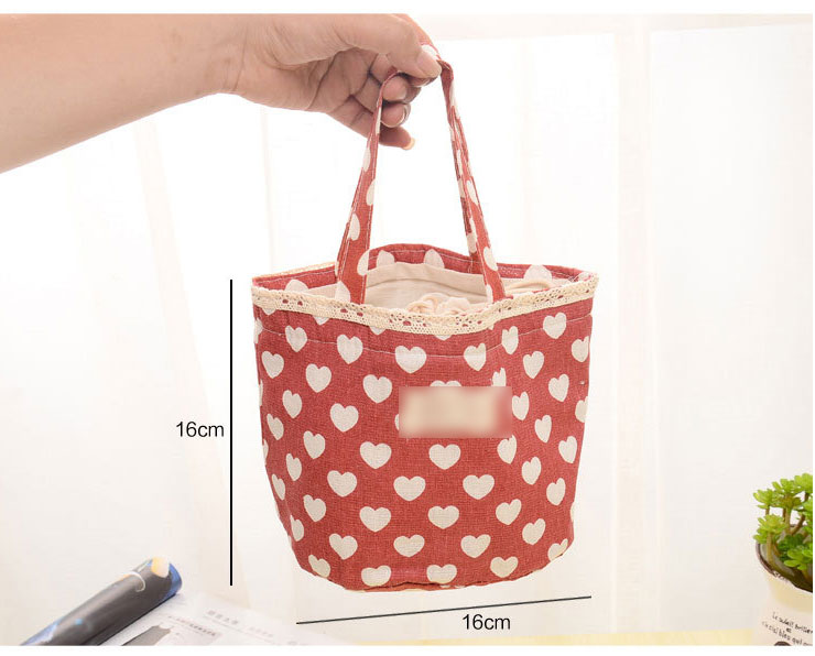 趣涉家居 手提袋子学生饭盒袋便当包带饭装午餐手拎圆形大号饭盒包