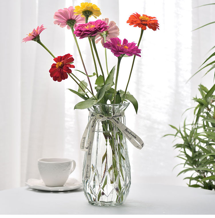 花艺 欧式风信子玻璃花瓶水培植物花瓶干花器皿桌面客厅插花摆件-烟