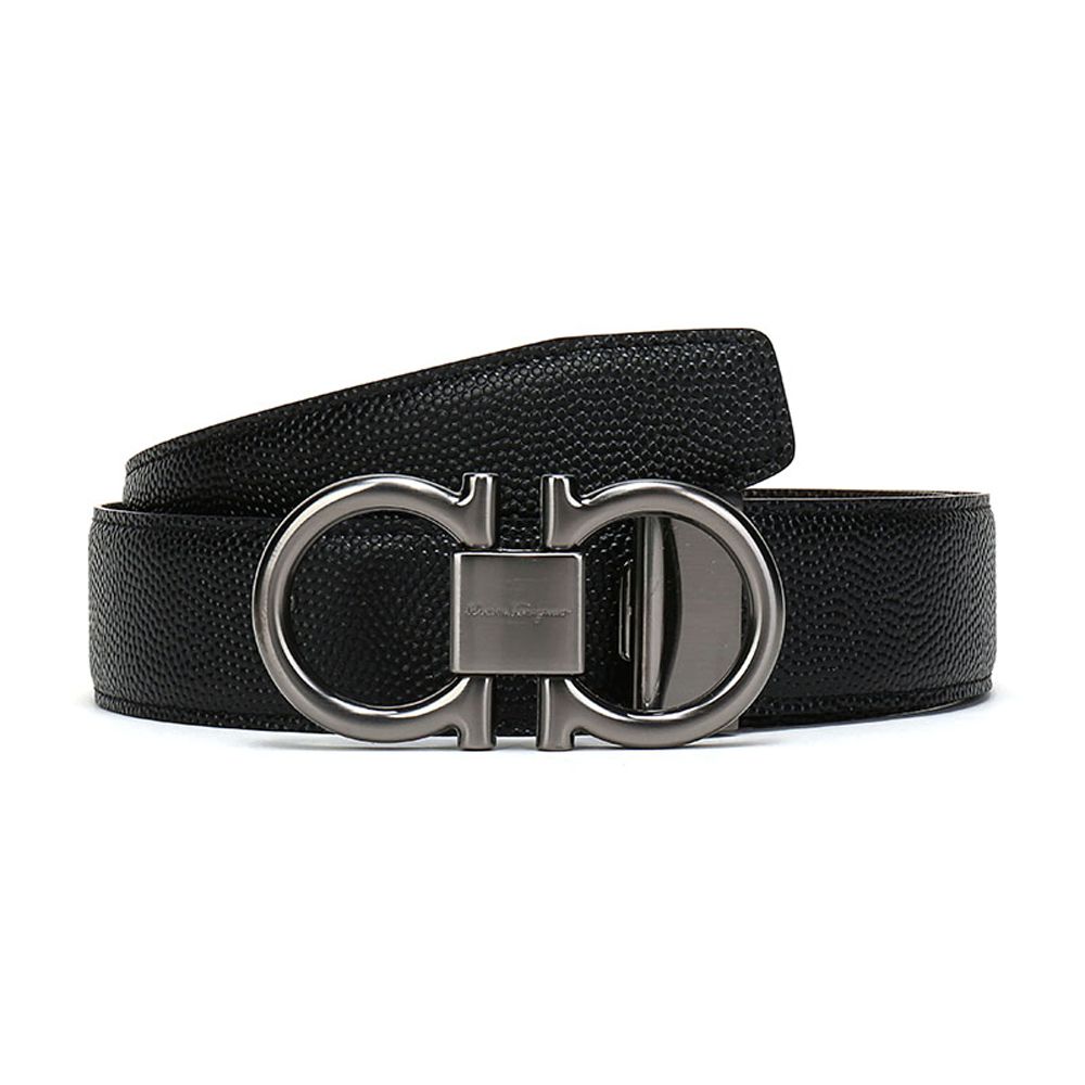 salvatoreferragamo菲拉格慕男士牛皮板扣式双面皮带腰带679938