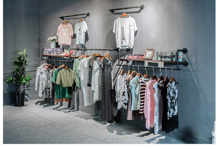 服装店展示架侧挂衣架落地式组合铁艺陈列架正挂壁挂杆上墙置物架生活