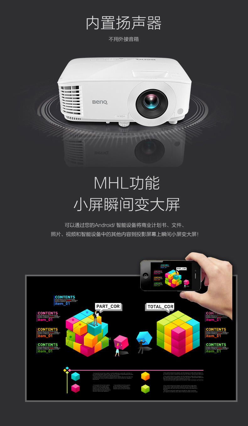 明基benqmw612商用投影仪高清投影机1280800dpi分辨率4000流明经典