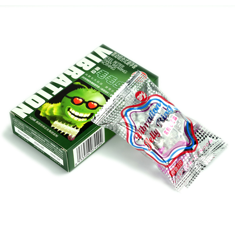 倍力乐(beilile)毛毛虫震动避孕套3盒2只装标准款 男性激情锁精套振动