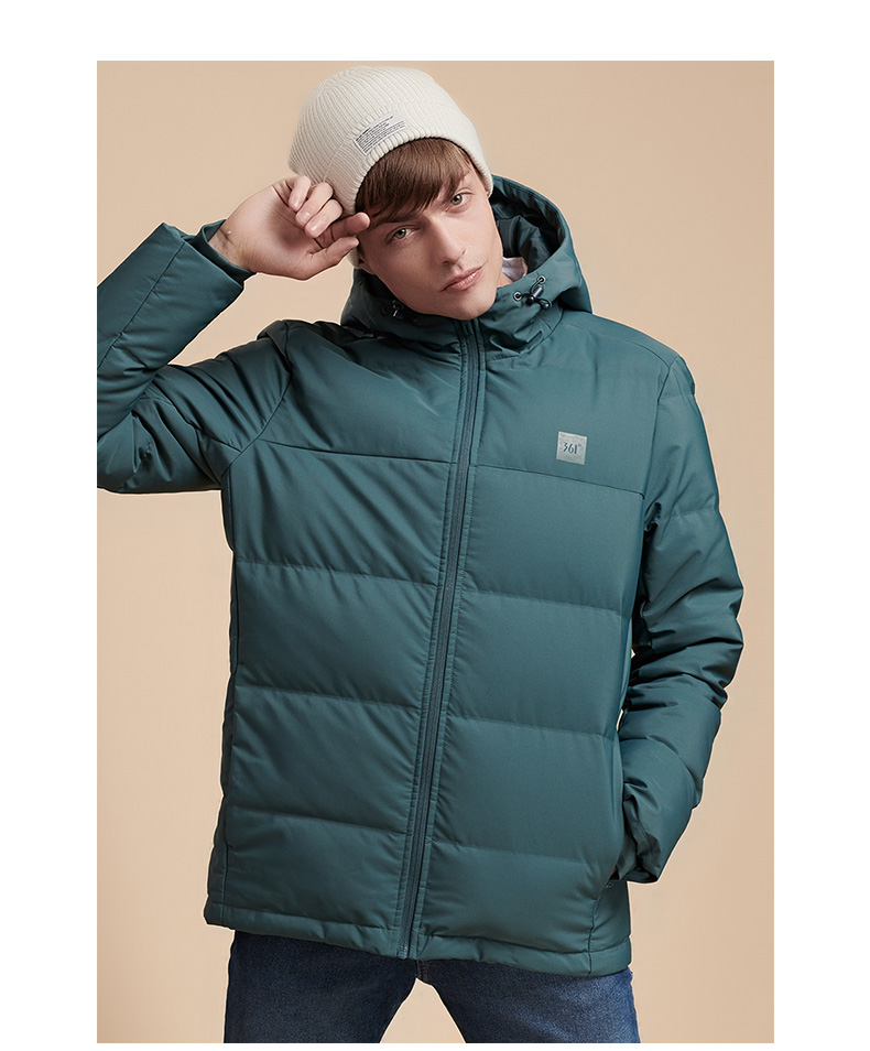 361°男装2018冬季新款短款外套361°连帽经典运动羽绒服男士