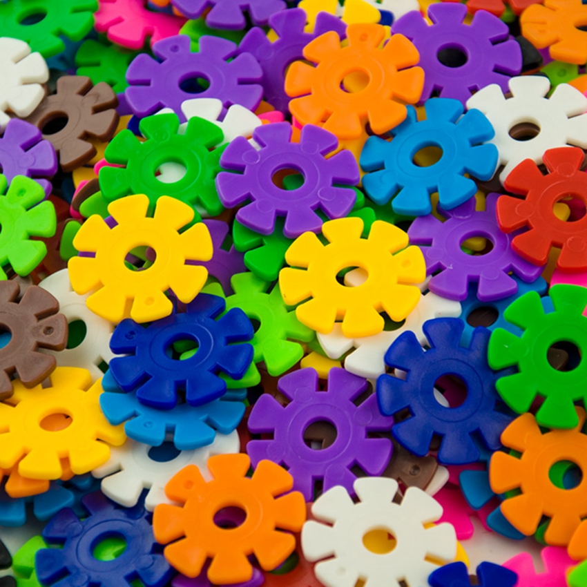 乐乐鱼雪花片加厚儿童益智拼插积木插片幼儿园玩具36周岁200片