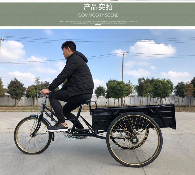 南洋1米车厢成人三轮脚踏自行车带货运拉货小吃大人力三轮车蓝色