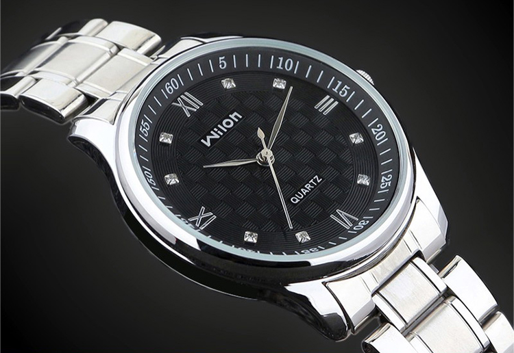 chinowilon手表经典罗马刻度男士表国产品牌休闲情侣表水钻石英表女士