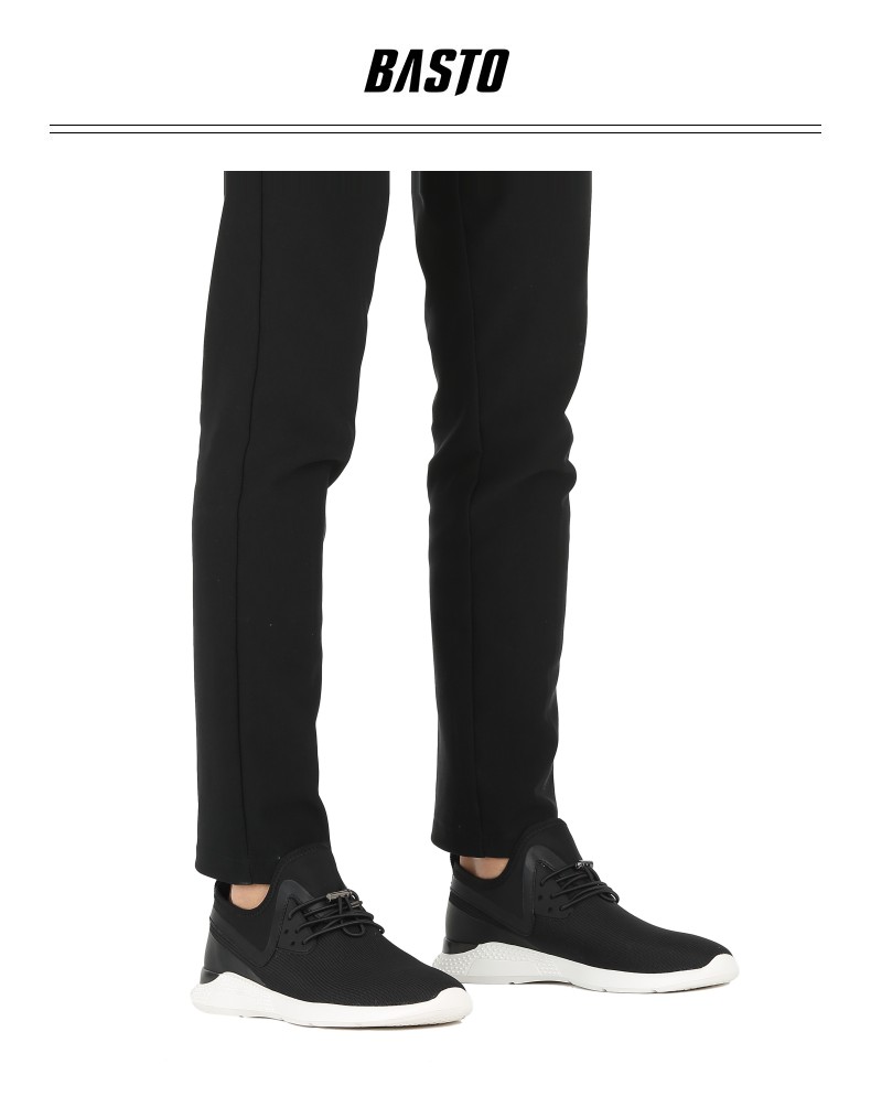 basto/百思图2018夏季专柜同款黑色编织布简约平跟男休闲鞋bhq79bm8