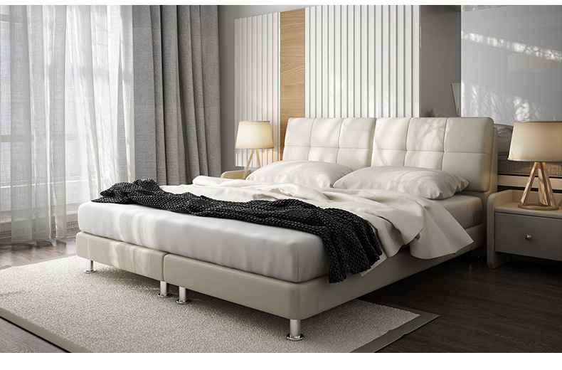 左右皮艺软床 简约现代卧室大家具组合头层牛皮1.