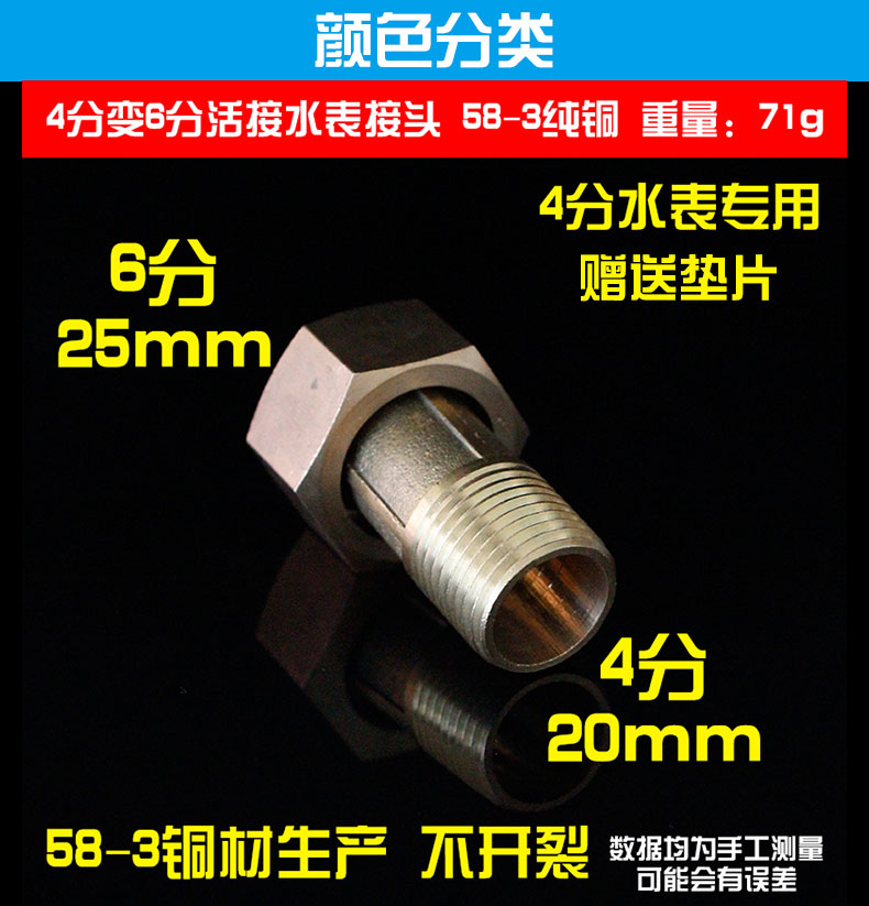 加厚全銅水錶活接直接1寸變12寸活接4分6分內外絲水錶接頭