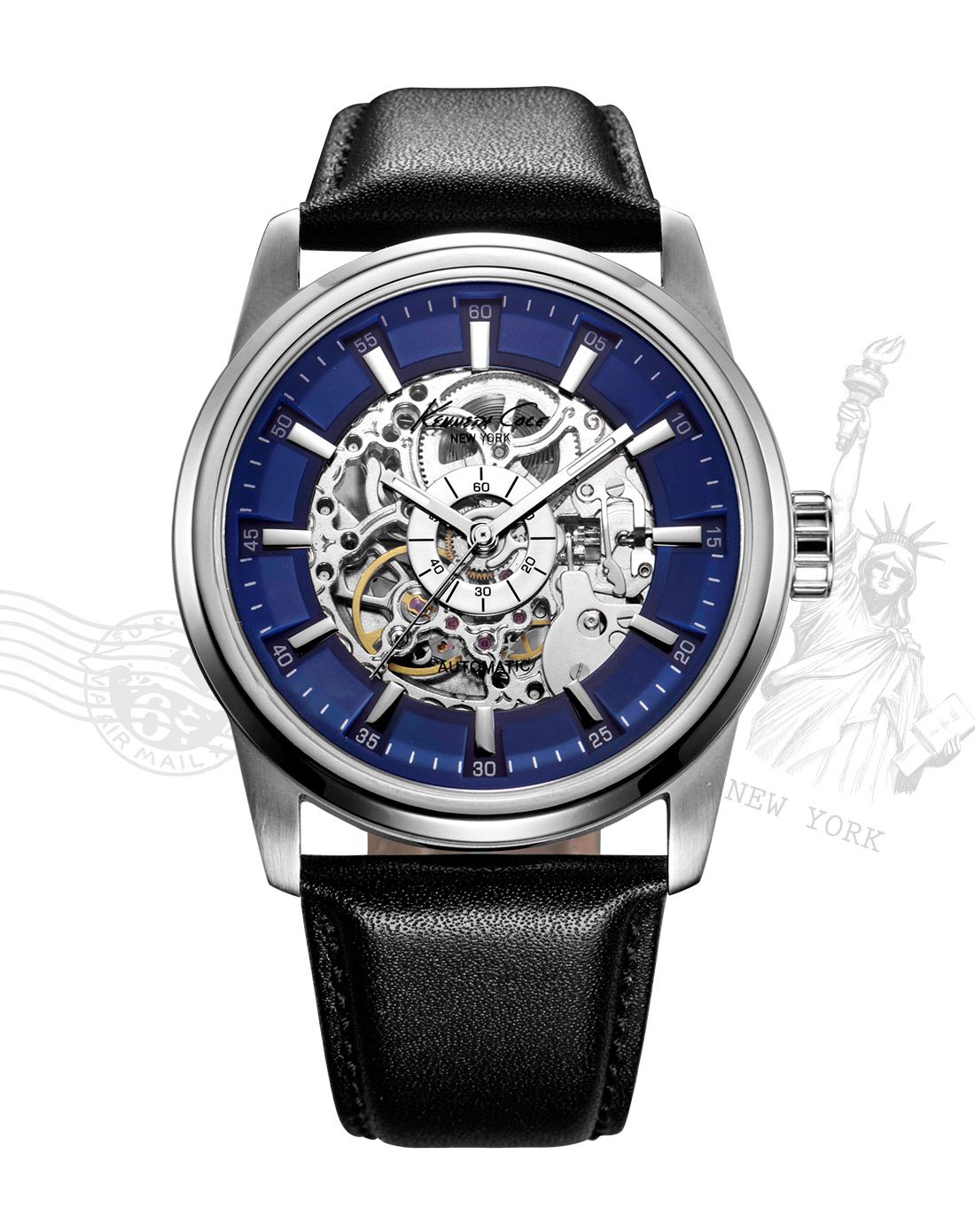 kennethcole凯尼斯克尔欧美品牌时尚镂空皮带透底机械表男表kc100