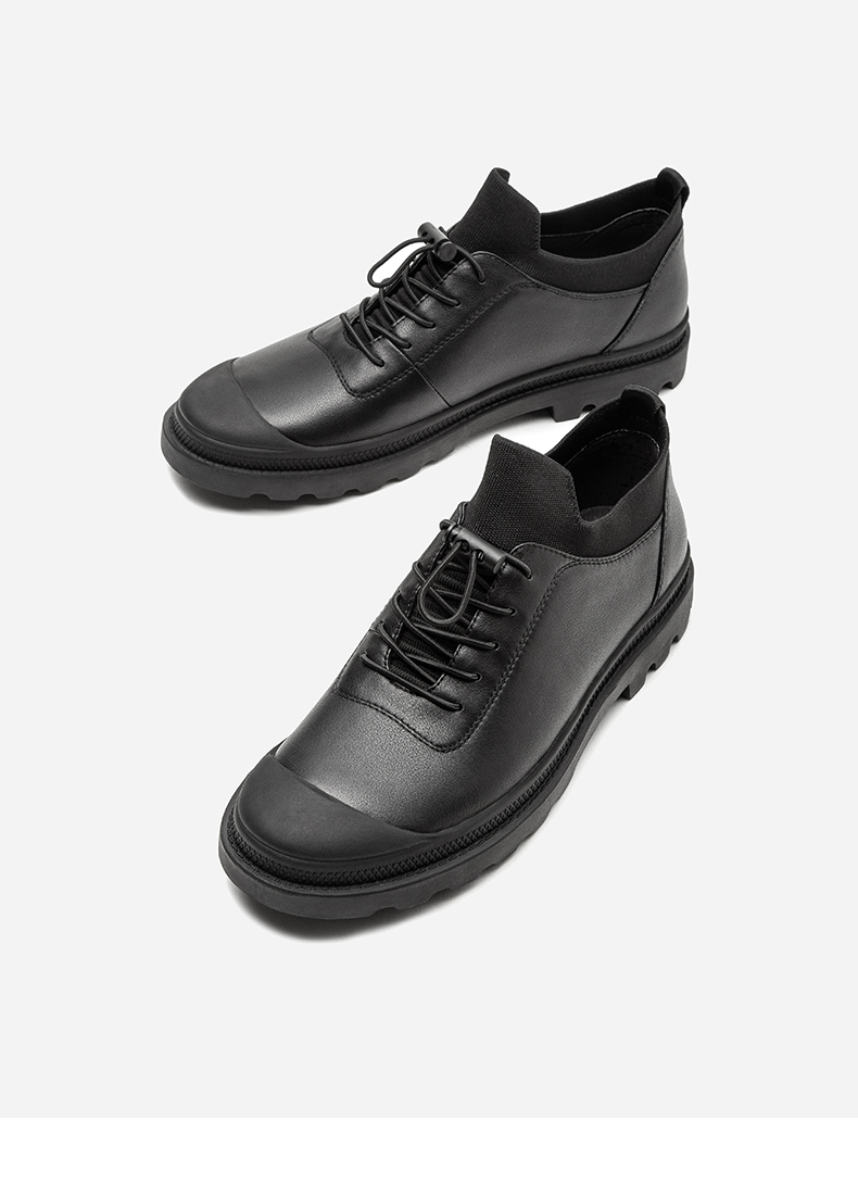 热风hotwind新款潮流时尚男士休闲皮鞋低跟圆头单鞋h44m8318