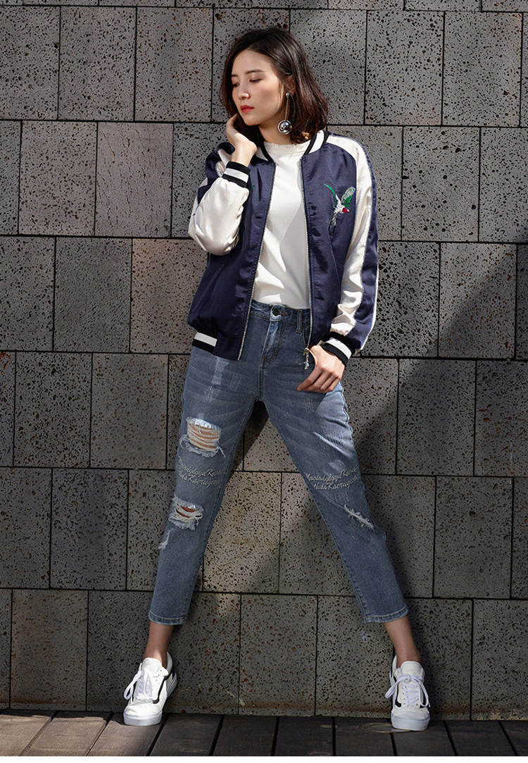 828新款明星同款韩版新款拼色原宿风棒球服长袖春秋百搭刺绣立领短