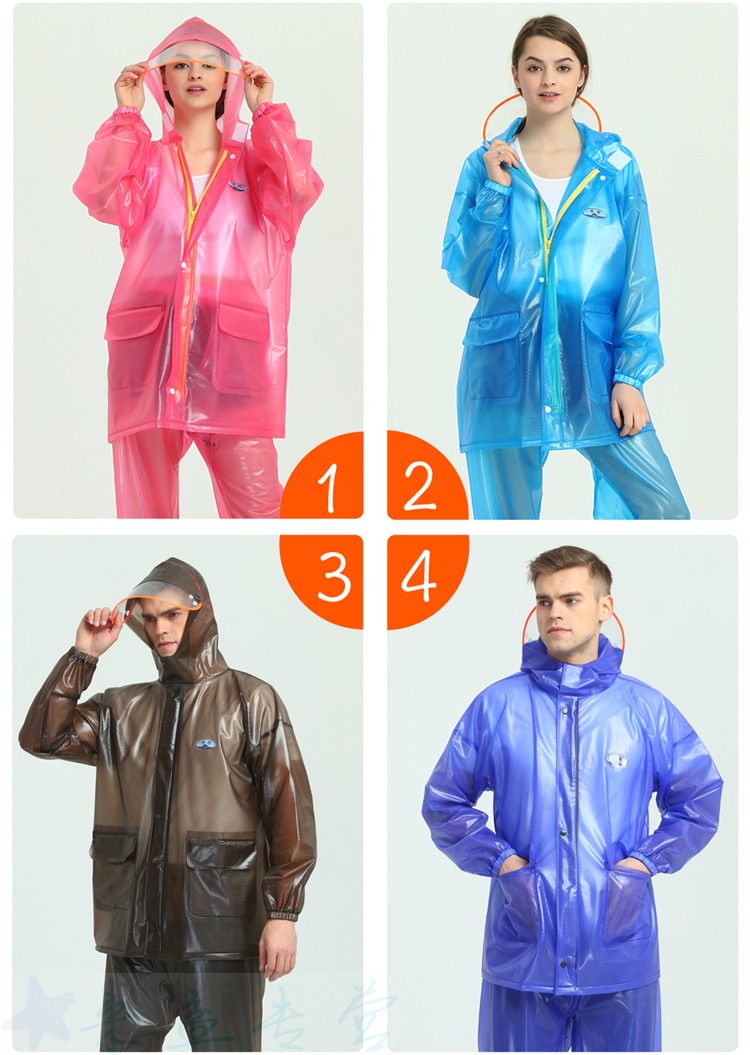 海翔雨衣雨裤套装透明男女骑行防雨服牛筋pvc电动摩托车雨披