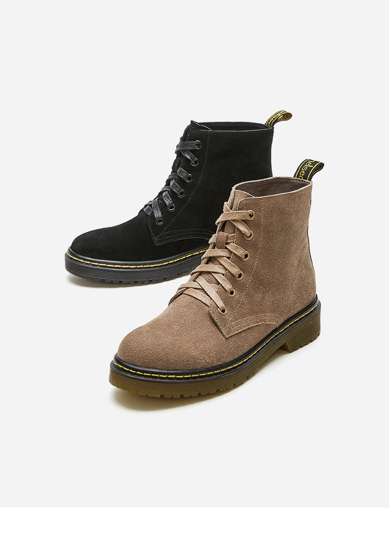 热风hotwind新款优雅时尚女士系带工装靴平底休闲短靴h95w8812