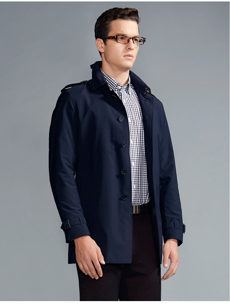 虎豹男装2015秋冬季新款商务休闲两色男士中长款风衣h06q15003