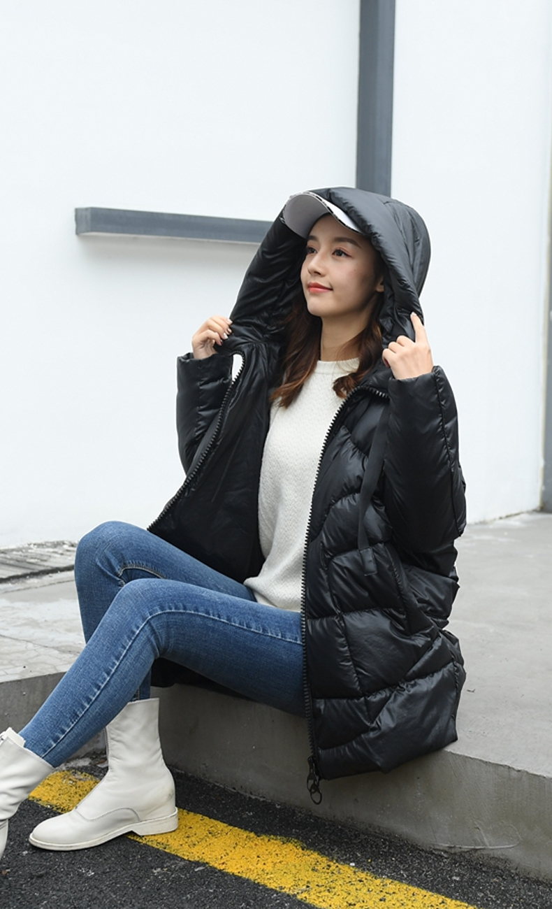 璞束porlsuu羽绒服女中长款加厚2018新款韩版时尚潮冬季白鸭绒宽松冬