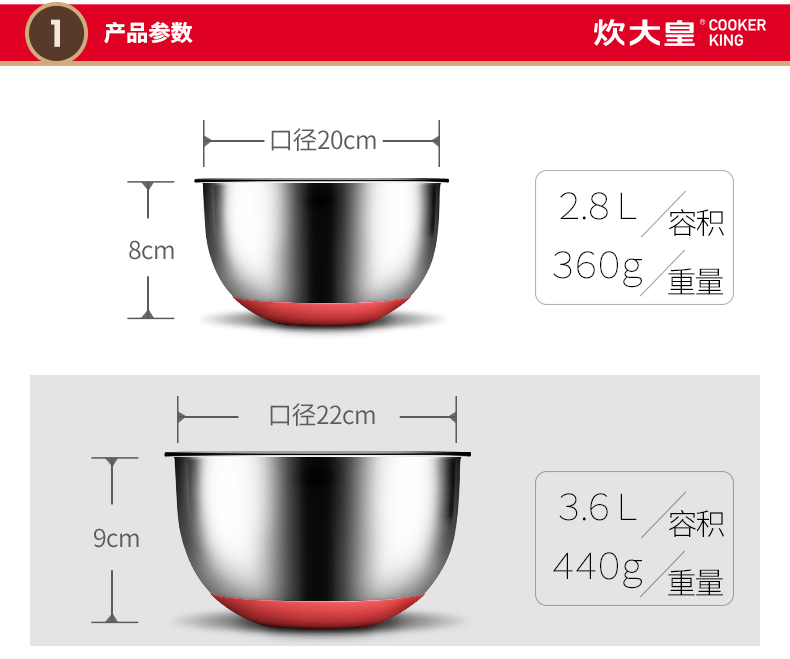 炊大皇(COOKER KING) 不锈钢防滑沙拉盆 SLP24A