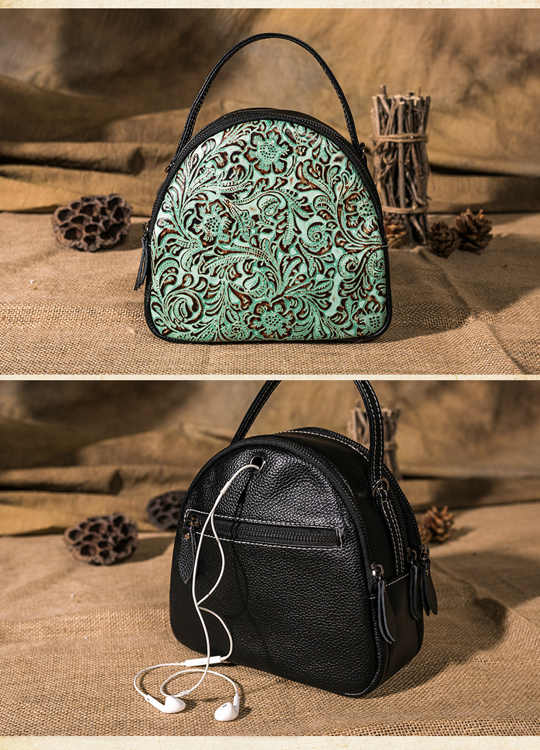 吐火罗tokharoi2018春夏新款真皮复古女包牛皮单肩包小包手提包民族风