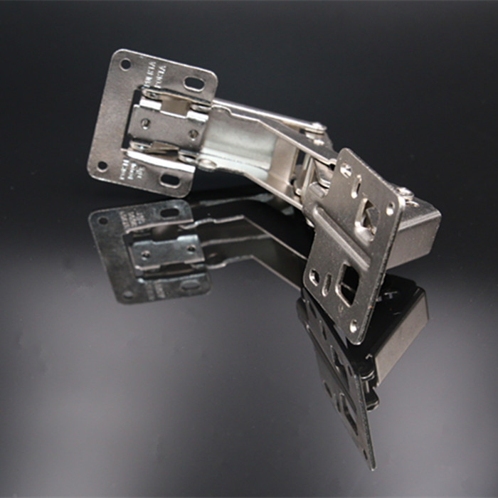 加厚明装橱柜桥型铰链无需开孔青蛙弹子铰链免开孔柜合页165度加厚