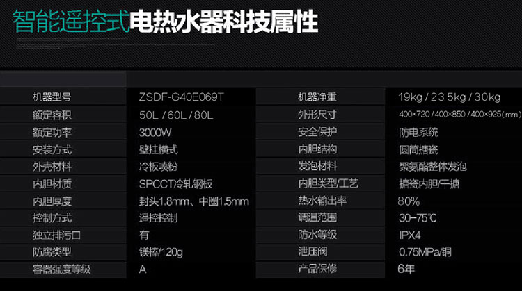 格兰仕电热水器ZSDF-G60E069T