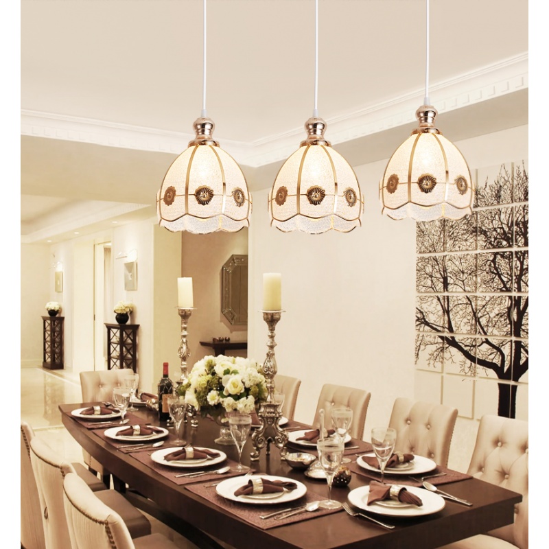 餐厅灯三头现代简约圆形创意餐桌欧式个性家用饭厅吧台led灯具