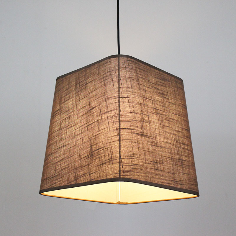 中式现代直圆筒四方梯形牛皮羊皮纸布灯罩餐厅灯个性装饰工程灯波迷娜