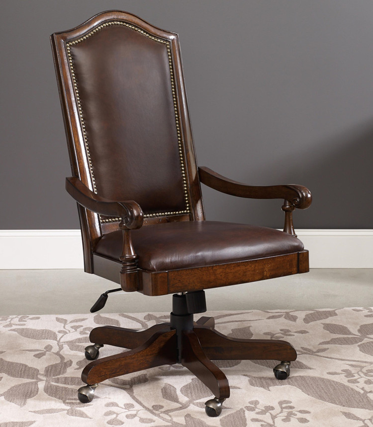 淮木美式全实木办公椅欧式做旧升降转椅办公椅大班老板椅真皮逍遥椅6