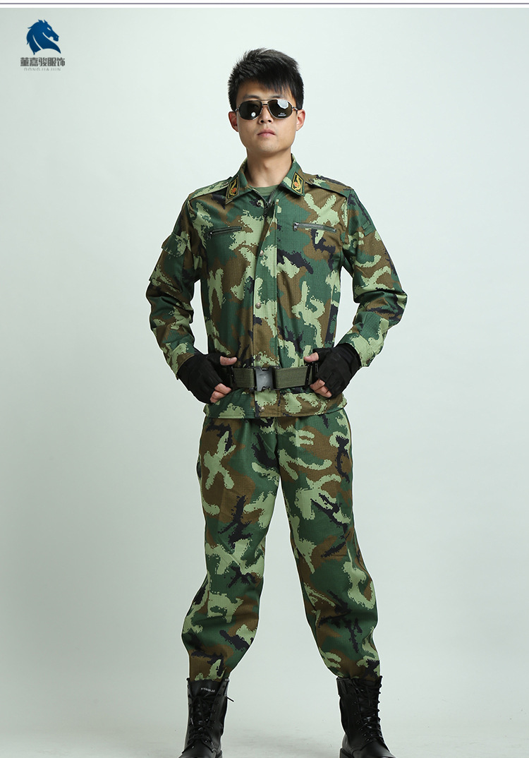军迷装备休闲05消防数码迷彩服网格丛林服作训服透气耐磨军