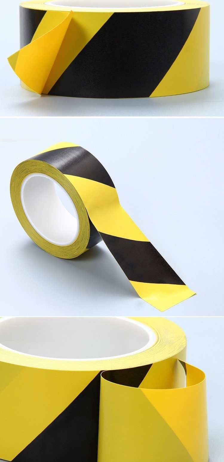 闪电客471警示胶带pvc黑黄斑马线警戒地标贴地面5s标识彩色划线地板