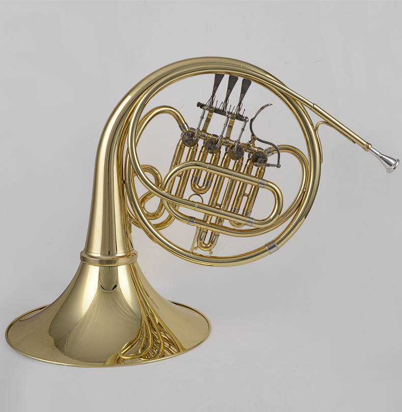 金音jyfhe120降b调四键单排漆金圆号乐器