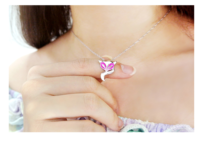 宝亨达狐狸铂金吊坠女款pt950白金吊坠铂金吊坠女烤彩工艺