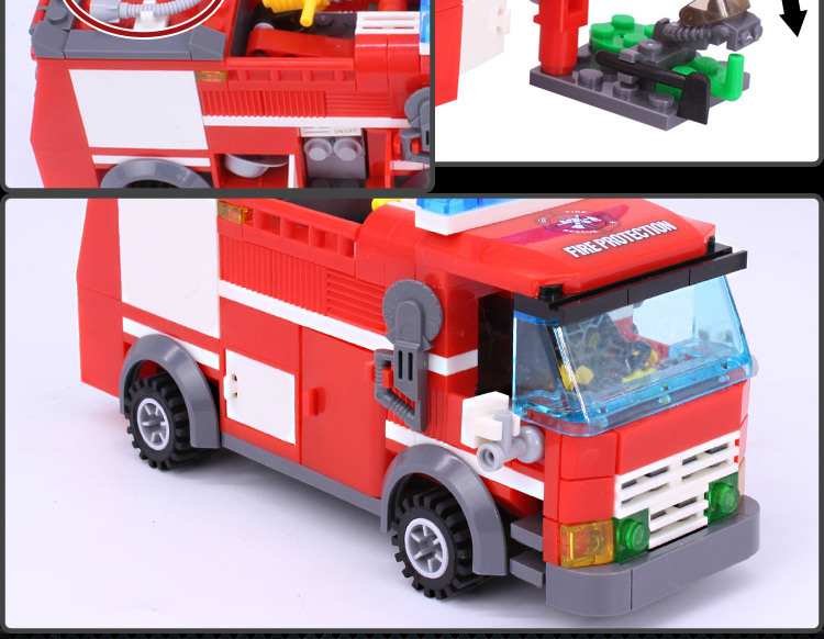 开智8054消防系列兼容乐高拼插拼装积木消防喷水车6岁以上儿童塑料