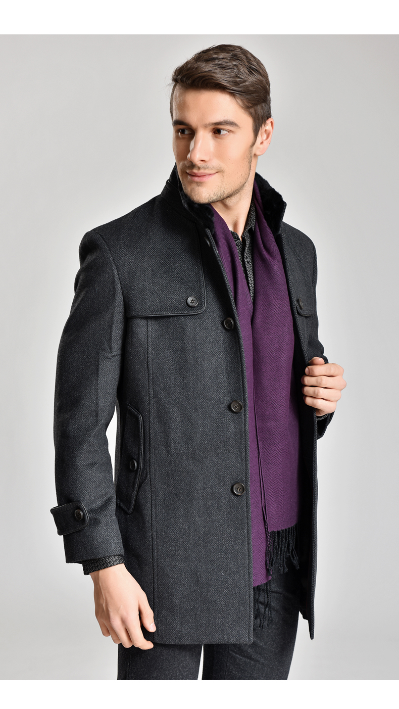 常备男士欧式毛领保暖时尚商务休闲中长款大衣bag37【价格 图片 品牌