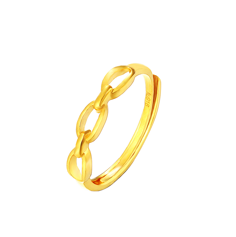 黄金码头 22k金戒指8字清新韩版时尚个性手饰au916表白节日礼物