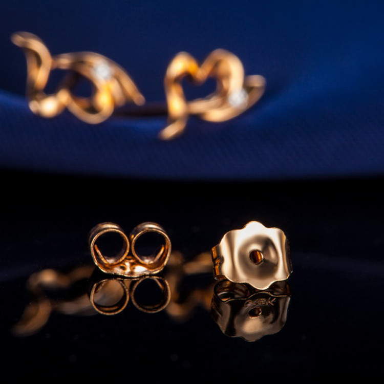 佐卡伊zocai18k玫瑰金耳饰 钻石耳钉心恋心心相印耳钉耳饰礼物送女友