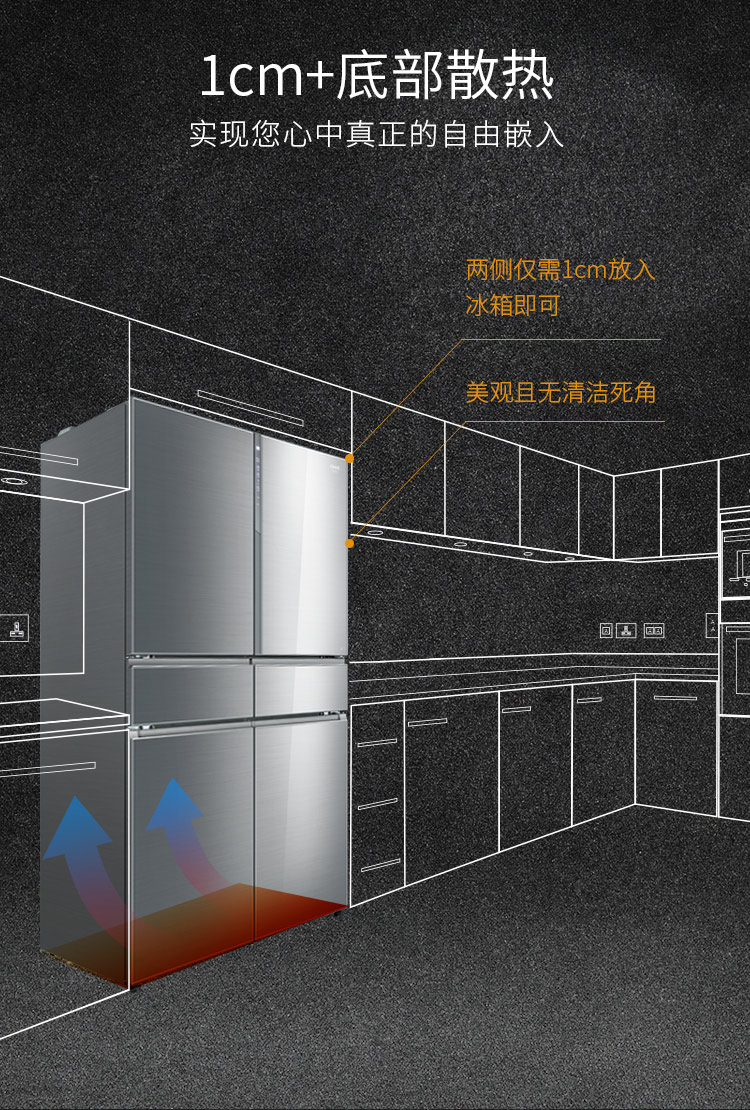 【苏宁专供】美菱冰箱BCD-656WQ3M 精确变频 风冷无霜 底部散热 超薄箱体（ 凯撒灰 ）