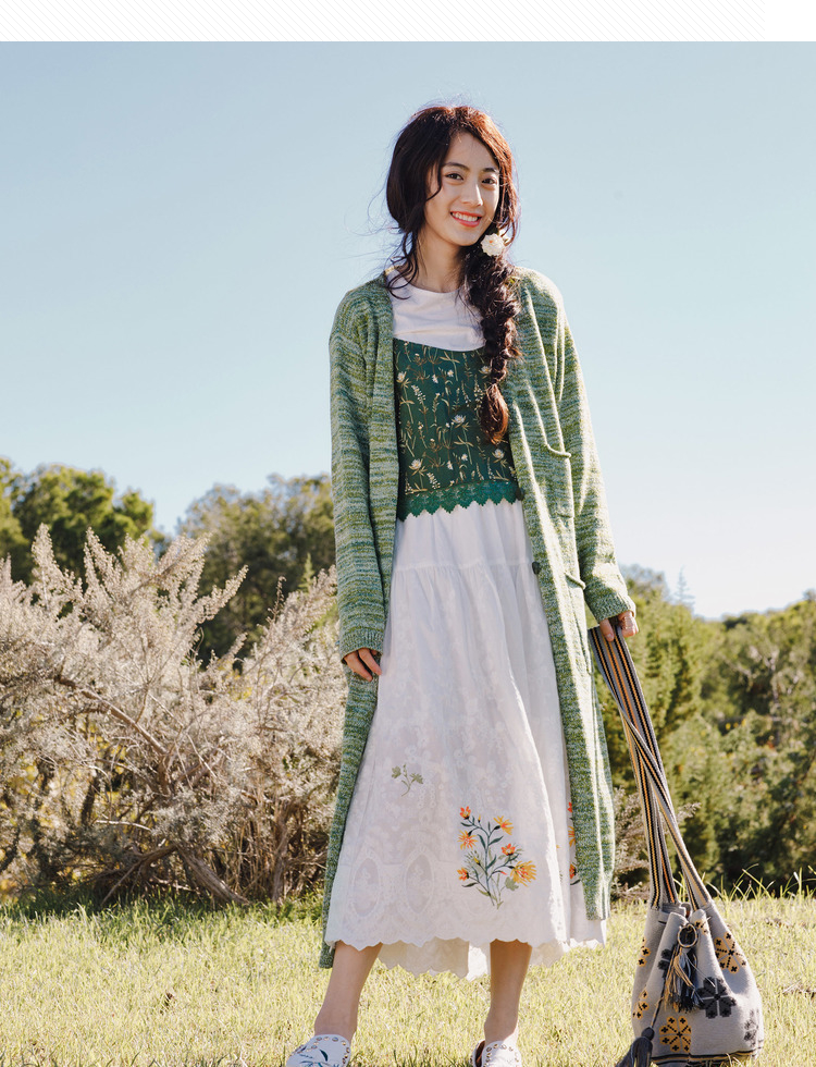 茵曼(inman)女士针织/毛衣 茵曼inman春装新款领长款直身宽松显瘦百搭