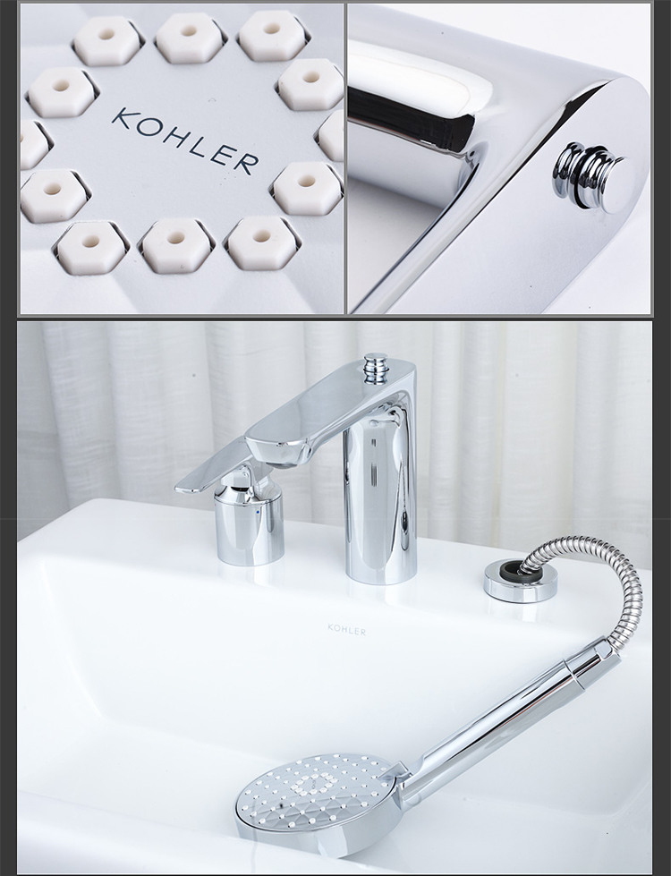 科勒kohler利奥卫浴龙头陶瓷片阀芯水龙头冷热双把三孔缸边浴缸龙头k7