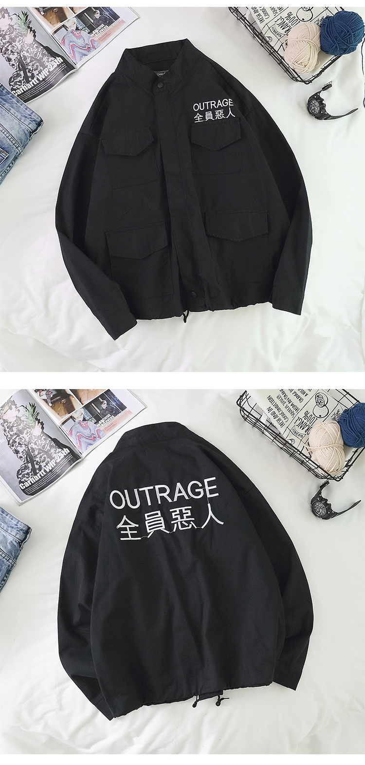 newlake全员恶人外套男女欧美街头嘻哈宽松飞行员衣服工装薄复古潮流