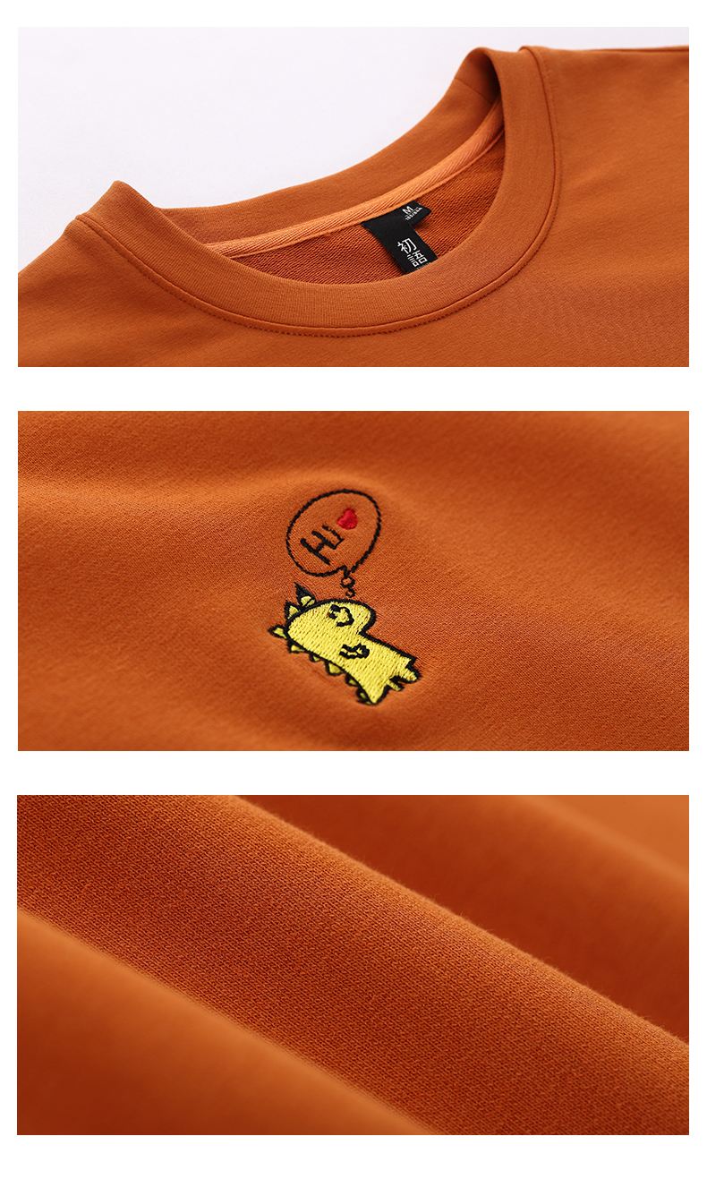 初语白色t恤短袖女小恐龙刺绣衣服小清新打底衫上衣