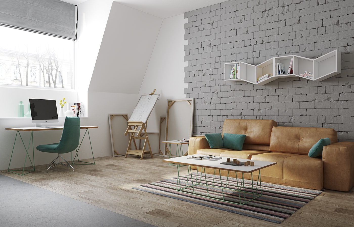 北欧设计师极简办公电脑桌简约现代白色单人写字台式家用书桌