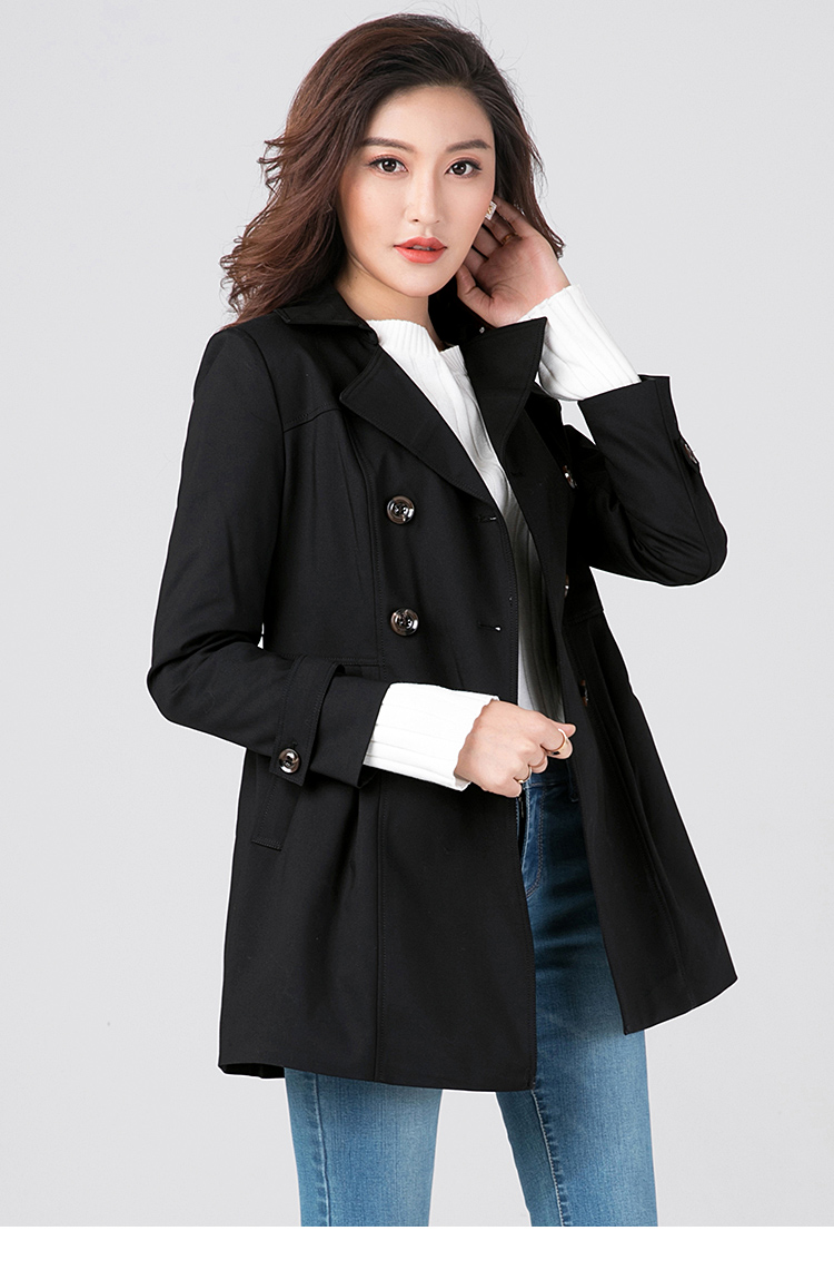 逸阳秋季西装领中长款风衣1002