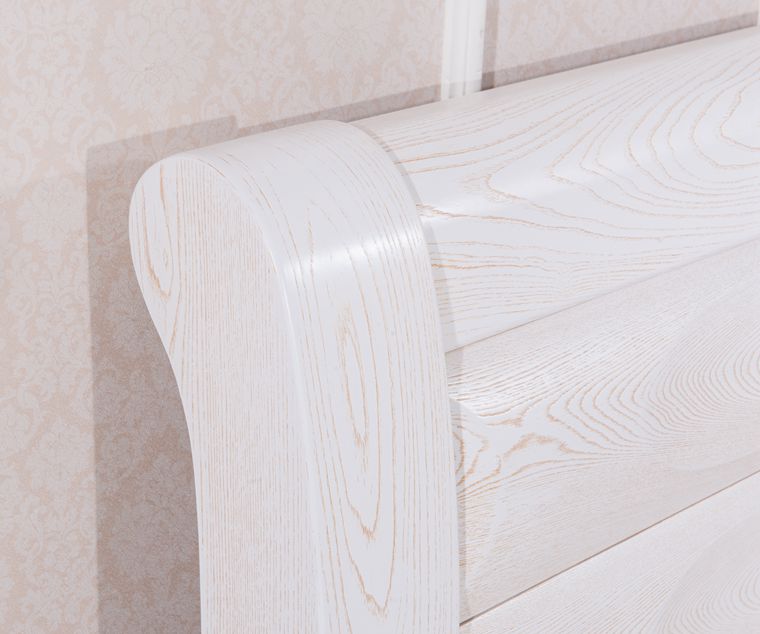 现代简约白色水曲柳床实木床开放漆15米18米双人床高箱储物婚床