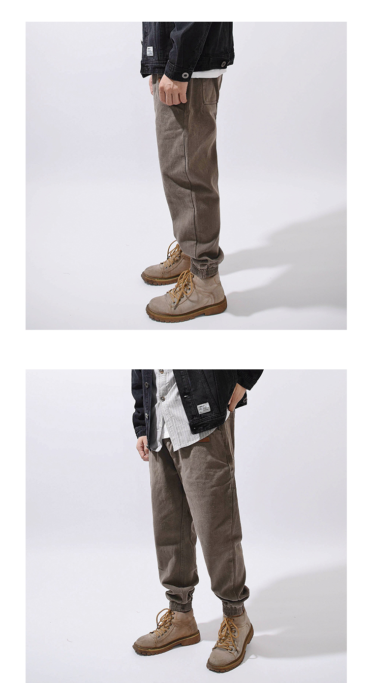 正风秋冬季男装宽松工装裤日式复古做旧束脚裤潮牌收脚休闲裤子男