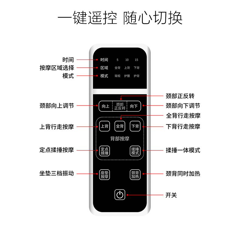 盟迪奥MD-80196颈椎按摩器颈部背部腰部全身多功能家用揉捏捶打按摩椅垫靠垫