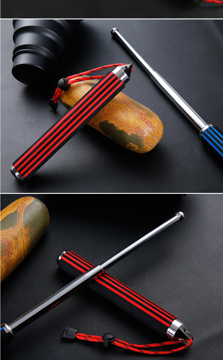 paulone甩鞭棍三节伸缩棍车载自卫防身棍破窗棍子甩棍户外工具