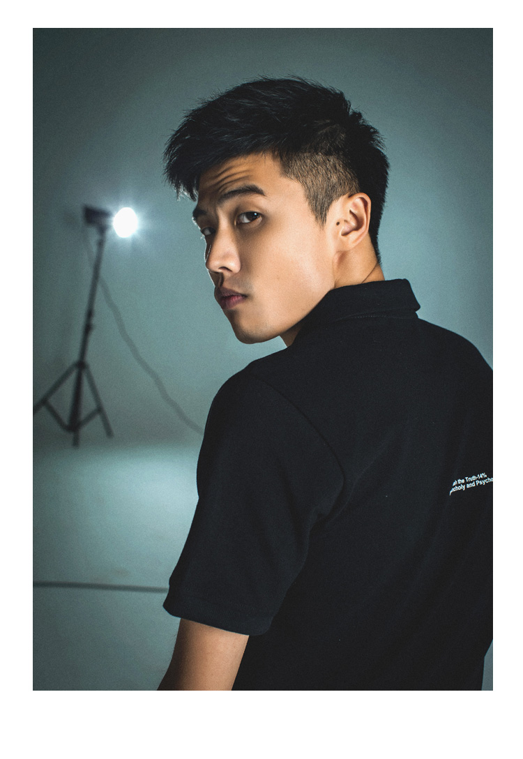 qma新款夏季男士高街港仔短袖t恤青少年修身拼接翻领pol